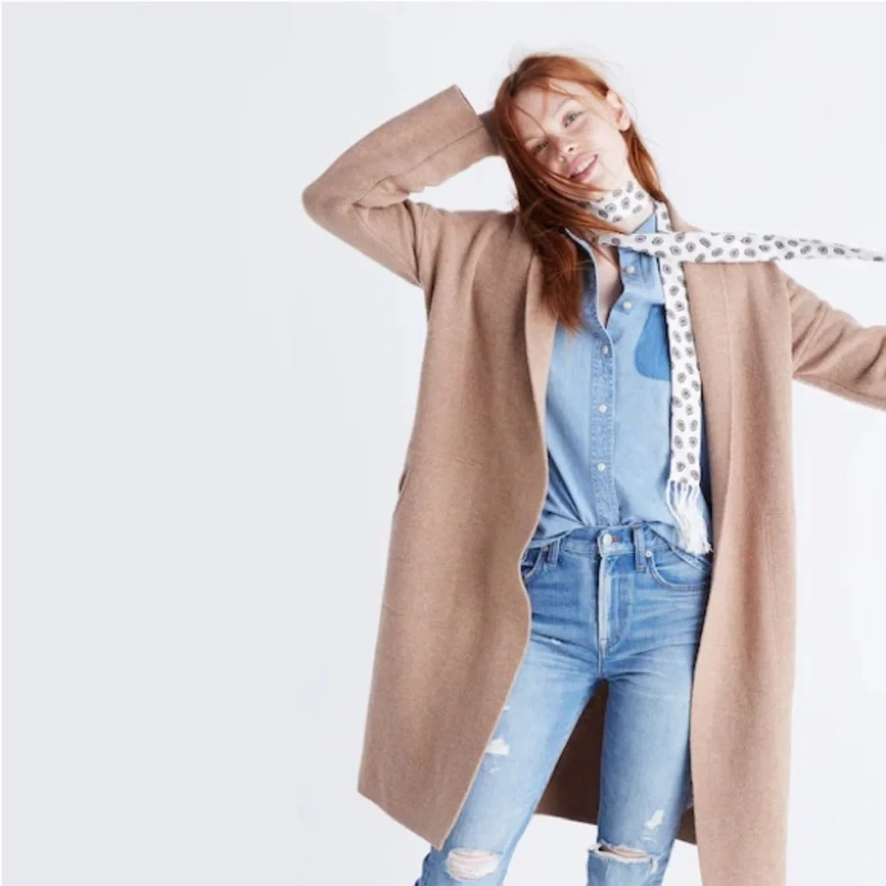 Madewell‎ Rivington Sweater-Coat Heather Saddle timeless neutral minimalist - Picture 2 of 12